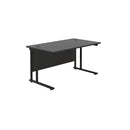 Black TC Office Twin Upright 800mm deep rectangular desk with a sturdy design and spacious work surface.
