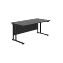 Black TC Office Twin Upright Rectangular Desk with 800mm depth, featuring a spacious work surface and modern design.