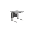 Black TC Office Twin Upright Rectangular Desk with 800mm depth, featuring a spacious work surface and sturdy design.
