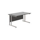 Black TC Office Twin Upright 800mm Deep Rectangular Desk with sturdy surface and modern design, ideal for office workspace.