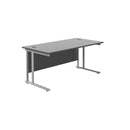 Black TC Office Twin Upright Rectangular Desk with 800mm depth, featuring a sturdy design and spacious work surface.