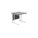 Black TC Office Twin Upright Rectangular Desk with 800mm depth, featuring a sleek rectangular tabletop and sturdy construction.