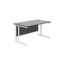 Black TC Office Twin Upright Rectangular Desk with 800mm depth, featuring a sleek rectangular tabletop suitable for workspace setups.