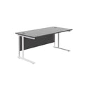 Black TC Office Twin Upright 800mm deep rectangular desk shown from the front with sturdy tabletop and modern design.