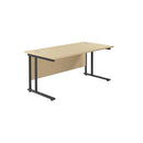 TC Office twin upright rectangular desk in maple finish, 800mm deep, with a modern design and spacious workspace.