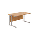 TC Office Twin Upright 800mm deep rectangular desk in oak, featuring a spacious work surface and modern design.
