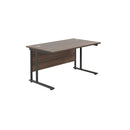 TC Office Twin Upright 800mm deep rectangular desk in walnut wood, showcasing the spacious work surface and sturdy design.