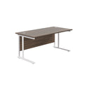 TC Office Twin Upright Rectangular Desk in walnut finish, 800mm deep, with a sleek rectangular tabletop.