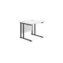 White TC Office Twin Upright rectangular desk with 800mm depth, featuring a sleek modern design and sturdy construction.