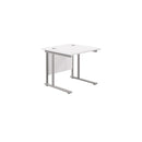 White TC Office Twin Upright rectangular desk with an 800mm depth, featuring a spacious workspace and modern design.