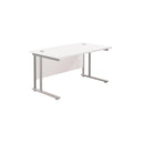 White TC Office Twin Upright Rectangular Desk with 800mm depth, featuring a spacious work surface and modern design.