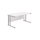 White TC Office Twin Upright Rectangular Desk, 800mm deep, featuring a sleek modern design with a spacious work surface.