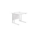 White TC Office Twin Upright 800mm deep rectangular desk with a modern design and spacious work surface.