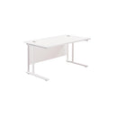 White TC Office Twin Upright Rectangular Desk, 800mm deep with a clean, modern design, shown in the image.