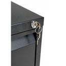 Black Bisley Contract Steel Filing Cabinet by TC with lock, featuring multiple drawers for secure office document storage.
