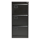 Black Bisley Contract Steel Filing Cabinet by TC with multiple drawers for office storage, shown from the front.