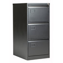 Black Bisley Contract Steel Filing Cabinet by TC with three drawers, sturdy metal construction, and a sleek modern design.