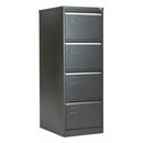 Black Bisley Contract Steel Filing Cabinet by TC with multiple drawers and a sturdy metal construction, shown from the front.