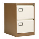 TC Bisley Contract steel filing cabinet with two drawers in coffee and cream finish, designed for office storage.