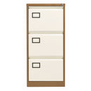 TC Bisley Contract steel filing cabinet with two drawers in coffee and cream color, ideal for office storage organization.