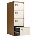 Two-drawer Bisley Contract steel filing cabinet in coffee and cream finish, sturdy metal construction for office storage.