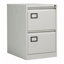 TC Bisley Contract steel filing cabinet with two drawers in goose grey, sturdy metal office storage for documents.