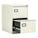 Side view of a white Bisley Contract steel filing cabinet with open drawers, manufactured by TC.