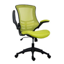 TC Marlos mesh back office chair with folding arms, ergonomic design, adjustable height, and padded seat for comfort.