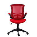 TC Marlos mesh back office chair with folding arms, ergonomic design, adjustable height, and swivel base for comfortable seating.