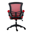 TC Marlos mesh back office chair with folding arms, ergonomic design, adjustable height, and cushioned seat for comfortable seating.