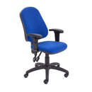 Blue TC Calypso 2 high back operator chair with adjustable features and ergonomic design for comfortable office seating.