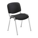 TC Office Club Meeting Chair with chrome frame, black upholstery, and modern design, shown from the front angle.