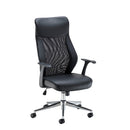 Black Fonseca II mesh back chair by TC, shown from the front with ergonomic design and supportive mesh backrest.