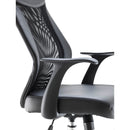 Black Fonseca II mesh back chair by TC with ergonomic design and adjustable features, shown in a detailed close-up.