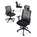 Denali High Back Chair with Headrest - Black Mesh - NWOF