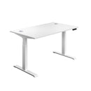 White TC Office Economy Sit Stand Desk 1200mm with adjustable height and smooth surface for ergonomic workspace setup.