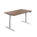 TC Office Economy Sit Stand Desk in walnut and white, 1200mm wide, adjustable height for ergonomic workspace.