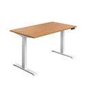 White TC Office Economy Sit Stand Desk in oak finish, 1200mm wide with adjustable height for ergonomic working.