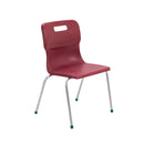 Titan 4-leg classroom chair in burgundy for size 5 (11-14 years), with a sturdy metal frame and comfortable seat.