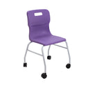 Purple Titan Move 4-leg chair with castors, featuring a sturdy design and smooth-rolling wheels for easy mobility.
