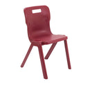 Titan Burgundy One Piece Classroom Chair Size 6 for ages 14+ years, sturdy school chair with ergonomic design for students.