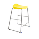 Yellow Titan Size 6 stool for 14+ years, sturdy plastic seat with textured surface and metal legs for stability.