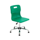 Green Titan Swivel Senior Chair with adjustable height and cushioned seat, designed for comfort and support.