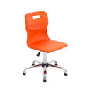 Orange Titan swivel senior chair with adjustable height and sturdy base, designed for comfort and support.