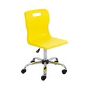 Yellow Titan swivel senior chair with castors, featuring ergonomic design and adjustable height for comfortable seating.