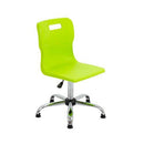 Lime green Titan Swivel Senior Chair with adjustable height and rolling casters for comfortable seating and easy mobility.