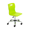 Lime green Titan Swivel Senior Chair with adjustable height and armrests, featuring a cushioned seat and sturdy base.