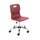 Titan Burgundy Swivel Senior Chair with castors, featuring a cushioned seat and backrest for comfortable seating.