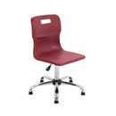 Titan Burgundy Swivel Senior Chair with smooth glides, featuring ergonomic design and cushioned seat for comfortable seating.