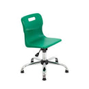 Green Titan Swivel Junior Chair with sturdy plastic base and comfortable cushioned seat for kids.